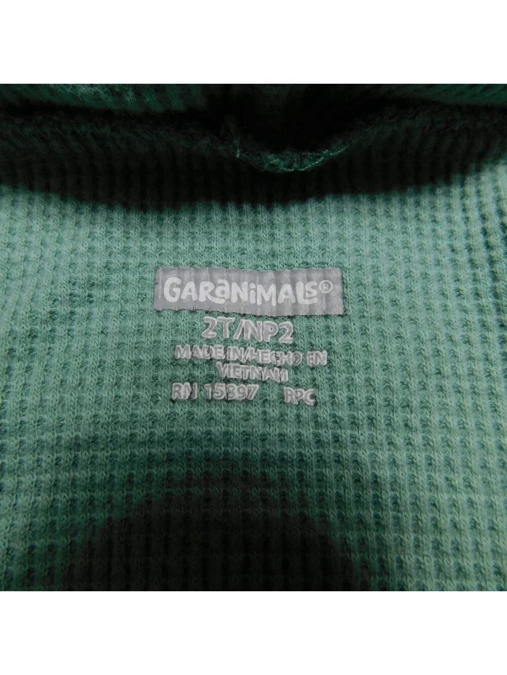 Garanimals Toddler Hoodie 2T Sage Green Waffle Thermal Knit Pullover Sweater